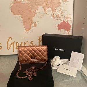 Sold-Chanel Copper/ Rose Gold Wallet on Chain New